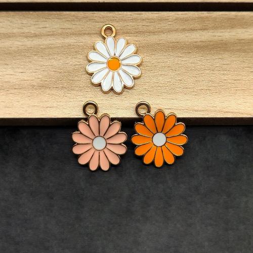 Tibetan Style Enamel Pendants, Flower, gold color plated, DIY, more colors for choice, 22x18mm, 100PCs/Bag, Sold By Bag