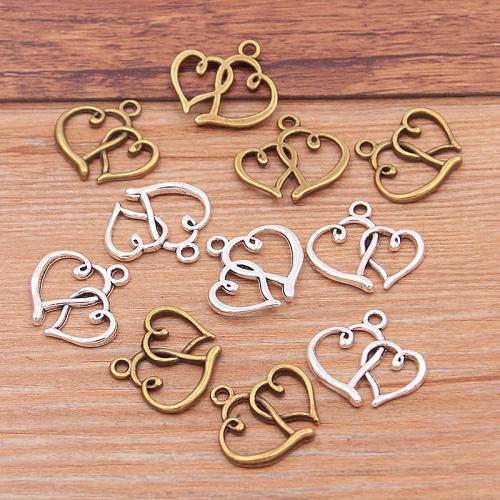 Tibetan Style Heart Pendants, plated, DIY, more colors for choice, nickel, lead & cadmium free, 17x18mm, 100PCs/Bag, Sold By Bag