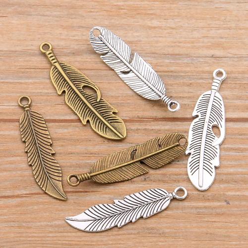 Tibetan Style Feather Pendants, plated, DIY, more colors for choice, nickel, lead & cadmium free, 100PCs/Bag, Sold By Bag