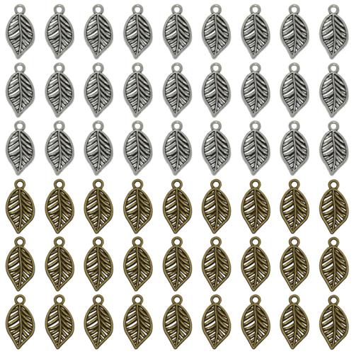 Tibetan Style Leaf Pendants, plated, DIY, more colors for choice, 20x10mm, 100PCs/Bag, Sold By Bag