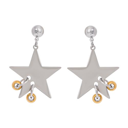 Stainless Steel Drop Earring, 304 Stainless Steel, Star, plated, fashion jewelry, silver color, Sold By Pair