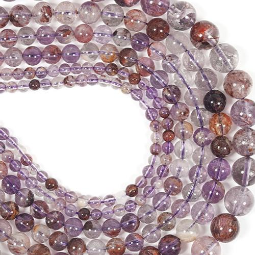 Natural Quartz Jewelry Beads, Purple Phantom Quartz, Round, DIY & different size for choice, mixed colors, Sold By Strand