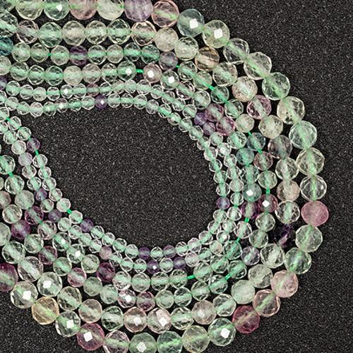 Perles de fluorite, Fluorine, Rond, DIY & normes différentes pour le choix, couleurs mélangées, Vendu par brin