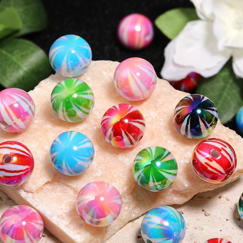 Plated Acrylic Beads, Round, DIY, mixed colors, 16mm, 100PCs/Bag, Sold By Bag