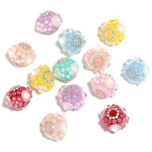 Acrylic Jewelry Beads, DIY & with rhinestone, mixed colors, 23x18mm, 20PCs/Bag, Sold By Bag