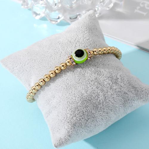 Evil Eye Jewelry Bracelet, Resin, with Plastic, fashion jewelry & with rhinestone, more colors for choice, Bracelet with 25 mm in diam, Sold By PC