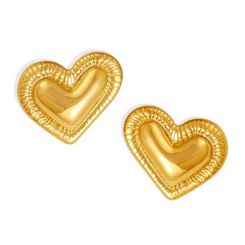 Stainless Steel Stud Earrings, 304 Stainless Steel, Heart, plated, fashion jewelry & for woman, more colors for choice, Sold By Pair