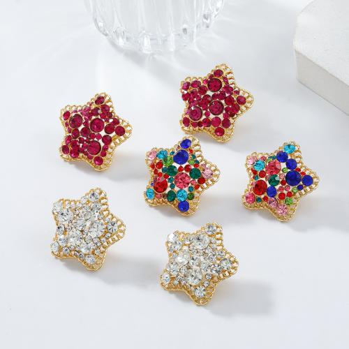 Rhinestone Earring, Tibetan Style, Star, fashion jewelry & for woman & with rhinestone, more colors for choice, Sold By Pair