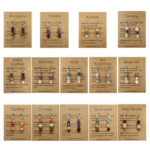 Natural Gemstone Earrings, 304 Stainless Steel, with Natural Stone, fashion jewelry & different materials for choice & for woman, multi-colored, Sold By Pair