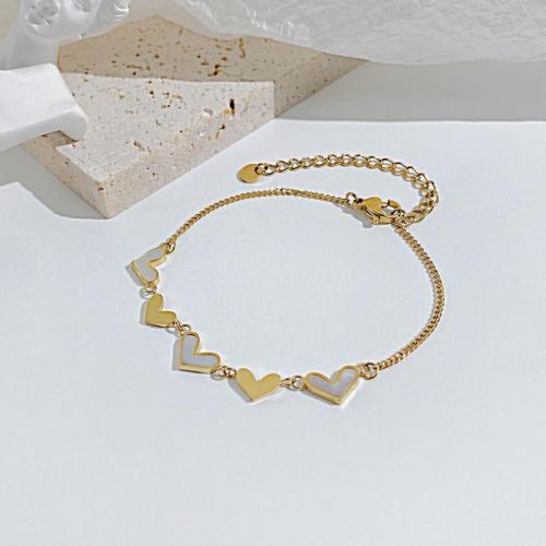 Bijoux bracelet en acier inoxydable, Acier inoxydable 304, avec coquille, avec 60mm chaînes de rallonge, Placage, bijoux de mode & pour femme, plus de couleurs à choisir, Longueur:170 mm, Vendu par PC