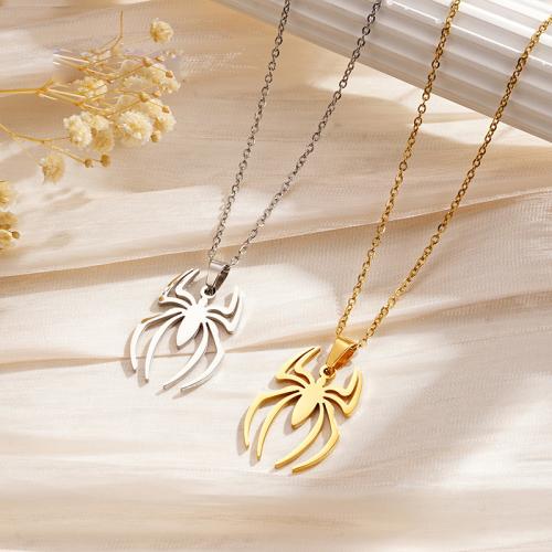 Stainless Steel Jewelry Necklace, 304 Stainless Steel, with 3cm extender chain, Spider, plated, for woman, more colors for choice, Length:Approx 45 cm, Sold By PC