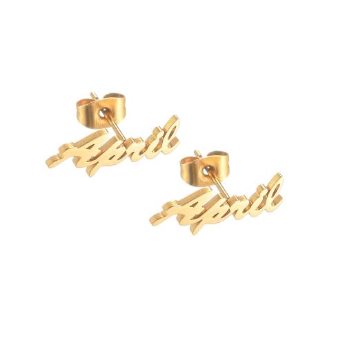 Stainless Steel Stud Earrings, 304 Stainless Steel, plated, different styles for choice & for woman, gold, 10x10mm, Sold By Pair