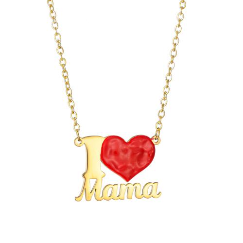 Stainless Steel Jewelry Necklace, 304 Stainless Steel, with 5CM extender chain, plated, for woman & enamel, golden, Length:Approx 45 cm, Sold By PC