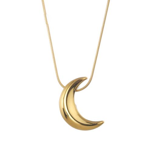 Stainless Steel Jewelry Necklace, 304 Stainless Steel, Moon, plated, for woman, gold, Sold By PC