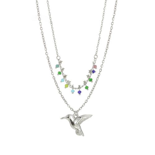 Stainless Steel Jewelry Necklace, 304 Stainless Steel, with Plastic, Dove, plated, for woman, more colors for choice, Sold By PC