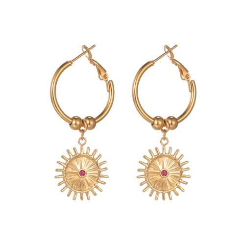 Boucle d’oreille goutte strass Hoop, Acier inoxydable 304, Placage, styles différents pour le choix & pour femme & émail, Or, Vendu par paire