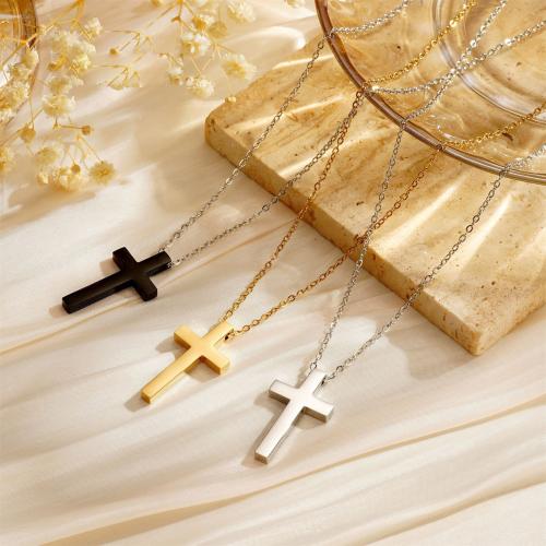 Stainless Steel Jewelry Necklace, 304 Stainless Steel, Cross, plated, for woman, more colors for choice, Sold By PC