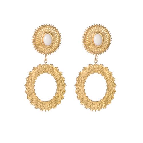 Boucle d'oreille de gaujon en acier inoxydable, Acier inoxydable 304, avec pierre gemme, Placage, pour femme, plus de couleurs à choisir, Vendu par paire