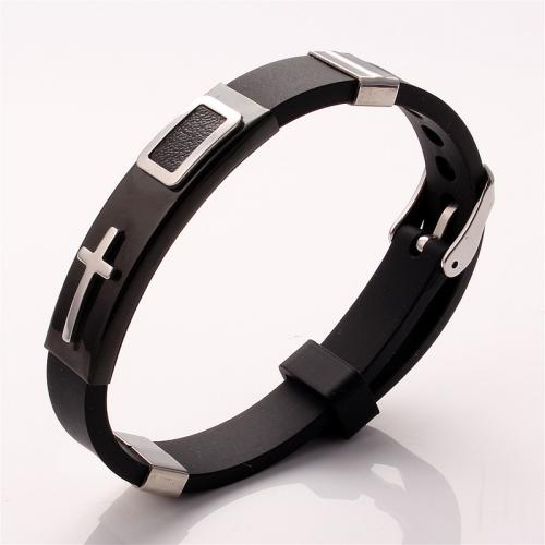 Silicone Bracelets, Titanium Steel, with Silicone, polished, for woman, more colors for choice, Length:Approx 21.5 cm, Sold By PC