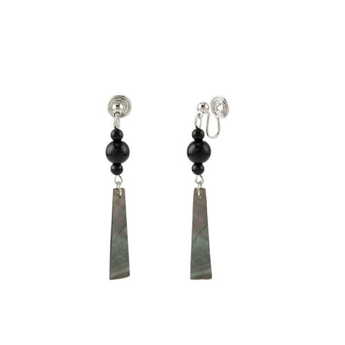 Boucles d'oreilles en alliage de zinc, avec coquille, fait à la main, styles différents pour le choix & pour femme, argent, 7x59mm, Vendu par paire