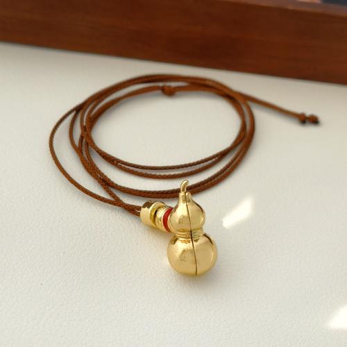 Tibetan Style Jewelry Necklace, with Wax Cord, plated, for woman & enamel, golden, Length:Approx 79 cm, 3PCs/Lot, Sold By Lot