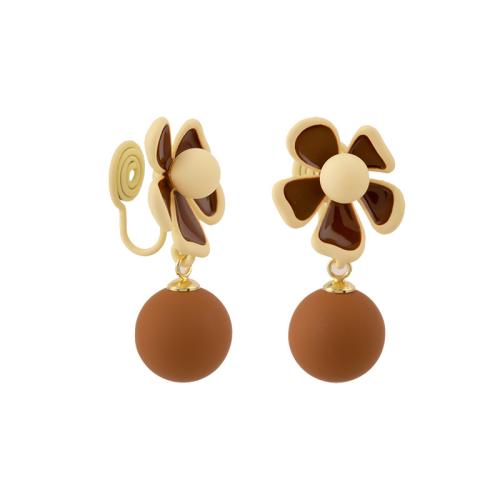 Tibetan Style Stud Earring, stoving varnish, different styles for choice & for woman, coffee color, 16x33mm, Sold By Pair