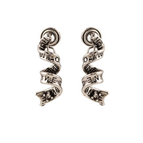 Tibetan Style Stud Earring, plated, different styles for choice & for woman, silver color, 7x27mm, Sold By Pair