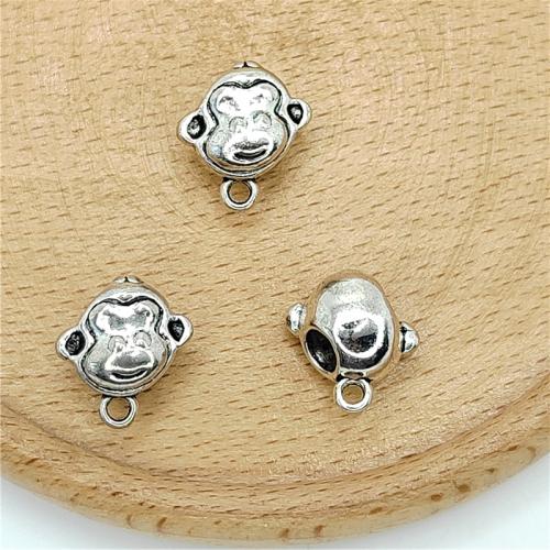 Tibetan Style Animal Pendants, Monkey, antique silver color plated, DIY, 13x15mm, 100PCs/Bag, Sold By Bag