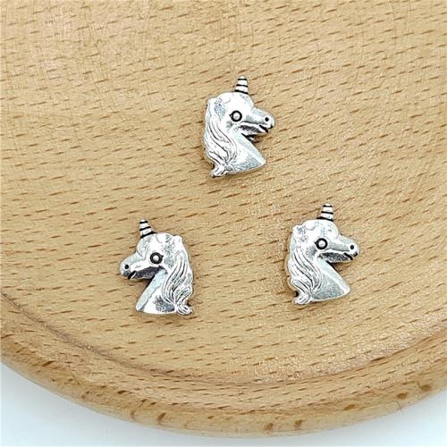 Tibetan Style Animal Pendants, Unicorn, antique silver color plated, DIY, 10x11mm, 100PCs/Bag, Sold By Bag