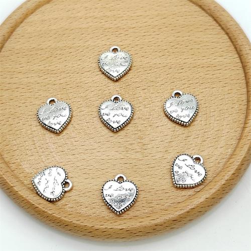 Tibetan Style Heart Pendants, antique silver color plated, DIY, 12x13mm, 100PCs/Bag, Sold By Bag