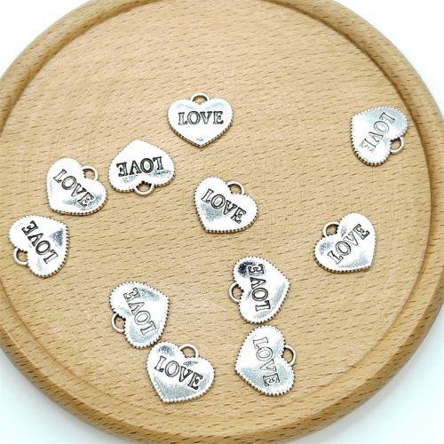 Tibetan Style Heart Pendants, antique silver color plated, DIY, 14x18mm, 100PCs/Bag, Sold By Bag