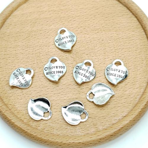 Zinklegierung Herz Anhänger, antik silberfarben plattiert, DIY, 13x16mm, 100PCs/Tasche, verkauft von Tasche