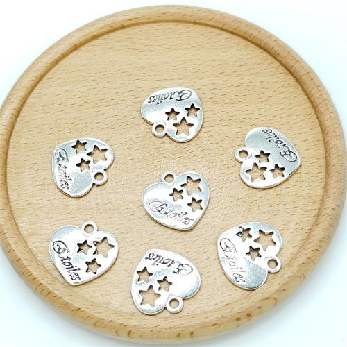 Tibetan Style Heart Pendants, antique silver color plated, DIY, 19x18mm, 100PCs/Bag, Sold By Bag