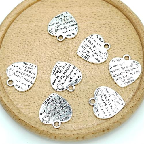 Zinklegierung Herz Anhänger, antik silberfarben plattiert, DIY, 20x22mm, 100PCs/Tasche, verkauft von Tasche