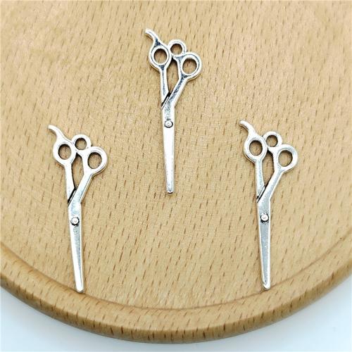 Tibetan Style Scissors Pendants, antique silver color plated, DIY, 6x30mm, 100PCs/Bag, Sold By Bag