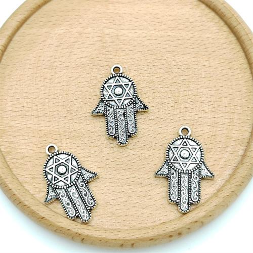 Tibetan Style main pendentifs, alliage de zinc, Plaqué de couleur d'argent, DIY, 19x29mm, 100PC/sac, Vendu par sac