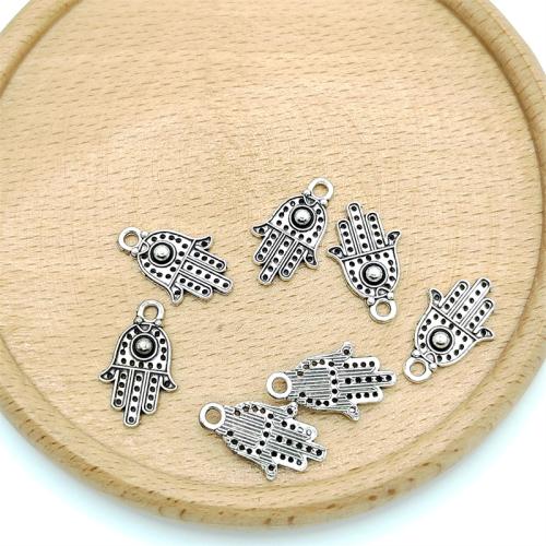 Tibetan Style main pendentifs, alliage de zinc, Plaqué de couleur d'argent, DIY, 12x20mm, 100PC/sac, Vendu par sac