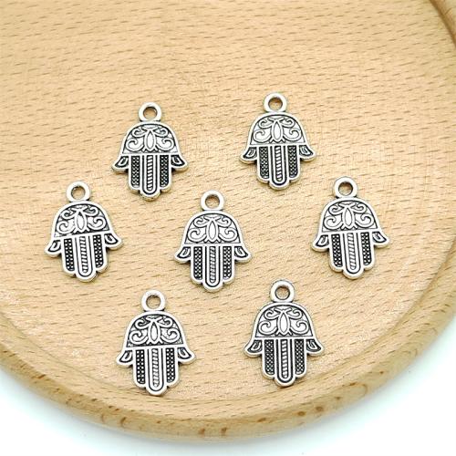 Tibetan Style main pendentifs, alliage de zinc, Plaqué de couleur d'argent, DIY, 13x17mm, 100PC/sac, Vendu par sac