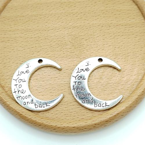 Tibetan Style Moon Pendants, antique silver color plated, DIY, 28x30mm, 100PCs/Bag, Sold By Bag