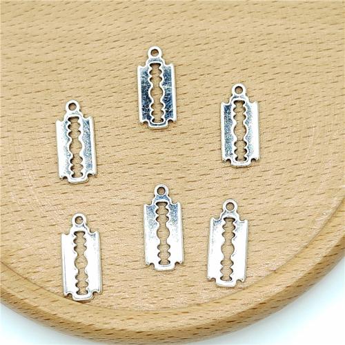 Tibetan Style Tool Pendants, Razor Blade, antique silver color plated, DIY, 7x16mm, 100PCs/Bag, Sold By Bag