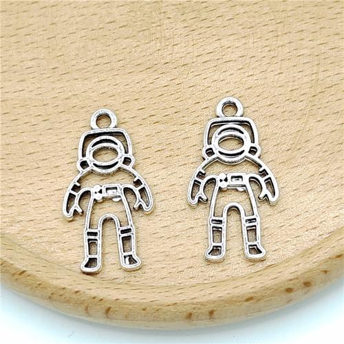 Zink-Aluminium-Anhänger, Zinklegierung, Astronaut, antik silberfarben plattiert, DIY, 14x27mm, 100PCs/Tasche, verkauft von Tasche