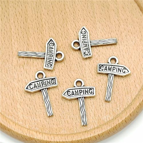 Tibetan Style Pendants, Signpost, antique silver color plated, DIY, 16x23mm, 100PCs/Bag, Sold By Bag