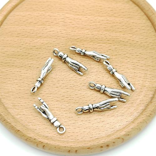 Zinklegierung Hand Anhänger, antik silberfarben plattiert, DIY, 10x38mm, 100PCs/Tasche, verkauft von Tasche