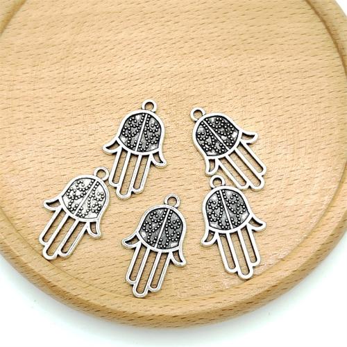 Tibetan Style main pendentifs, alliage de zinc, Plaqué de couleur d'argent, DIY, 15x25mm, 100PC/sac, Vendu par sac