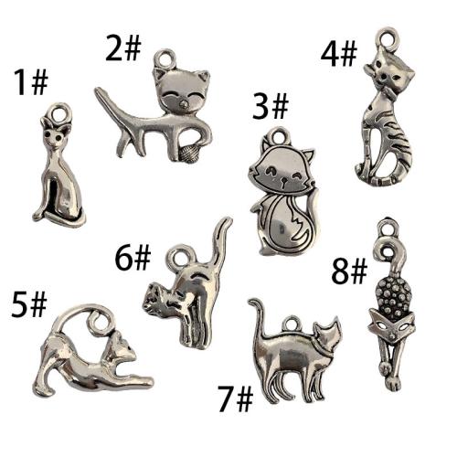 Tibetan Style Animal Pendants, Cat, antique silver color plated, DIY & different styles for choice, more colors for choice, 100PCs/Bag, Sold By Bag