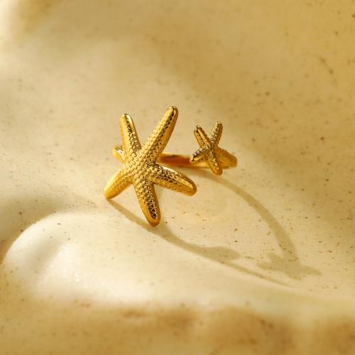 Stainless Steel Finger Ring, 304 Stainless Steel, Starfish, fashion jewelry & for woman, golden, Sold By PC