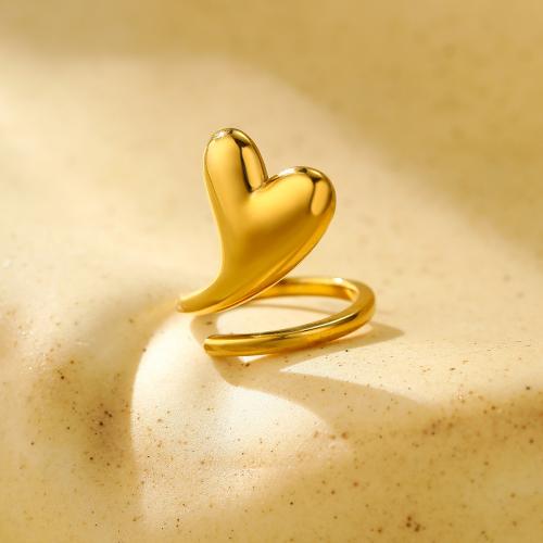 Stainless Steel Finger Ring, 304 Stainless Steel, Heart, 18K gold plated, fashion jewelry & for woman, golden, Sold By PC