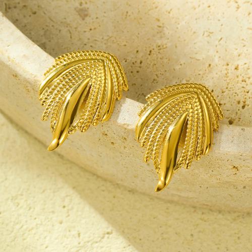 Stainless Steel Stud Earrings, 304 Stainless Steel, fashion jewelry & for woman, golden, 19.80x29.80mm, Sold By Pair