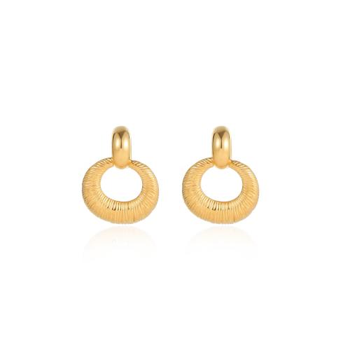 Boucle d'oreille goutte inox, Acier inoxydable 304, Plaqué or 18K, bijoux de mode & pour femme, doré, 24.50x31.50mm, Vendu par paire