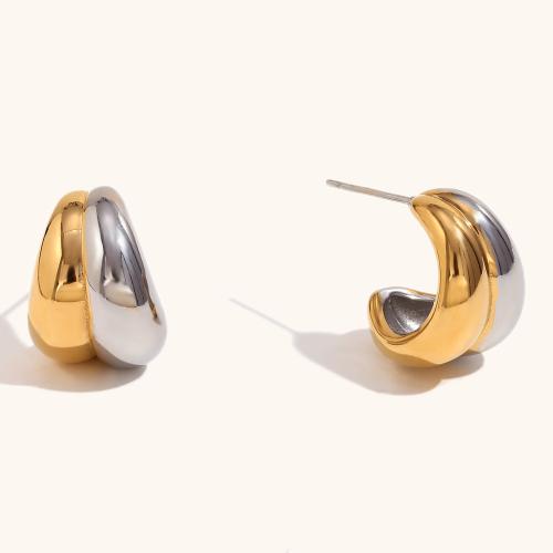 Stainless Steel Stud Earrings, 304 Stainless Steel, Vacuum Ion Plating, fashion jewelry & for woman, 14x18.50mm, Sold By Pair